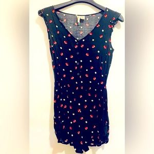 Strawberry print short romper. 100% rayon, Juniors size medium.